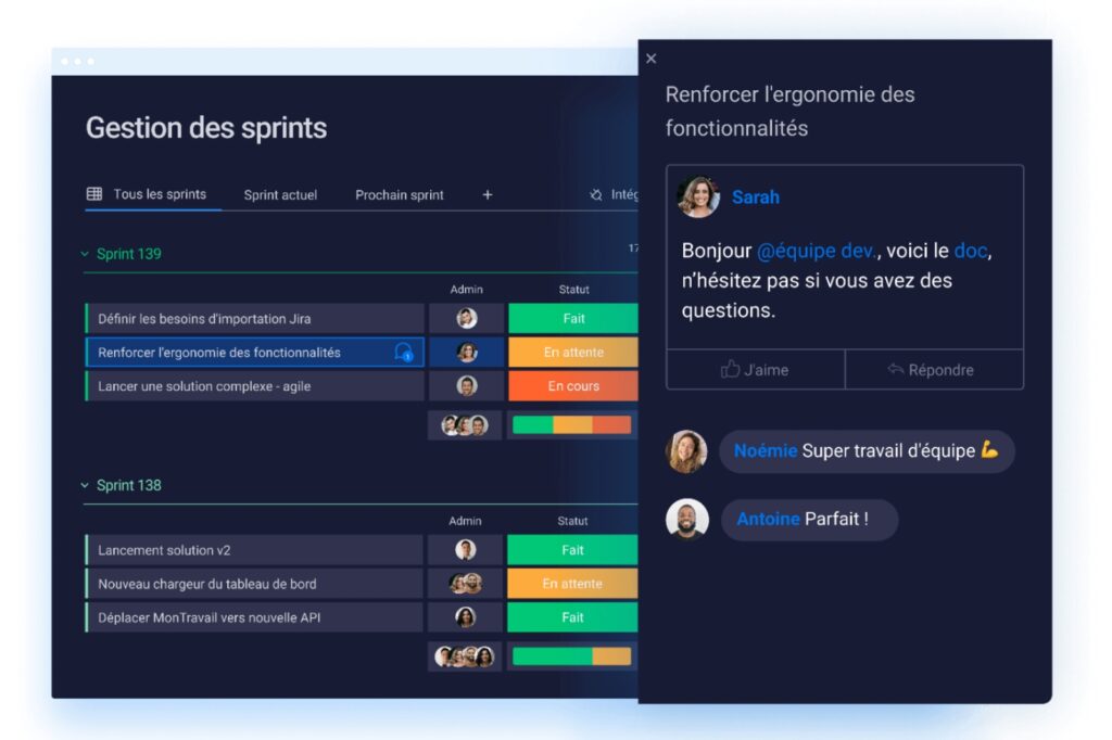 Facilitez la collaboration sur tous vos projets de développement logiciel avec monday dev